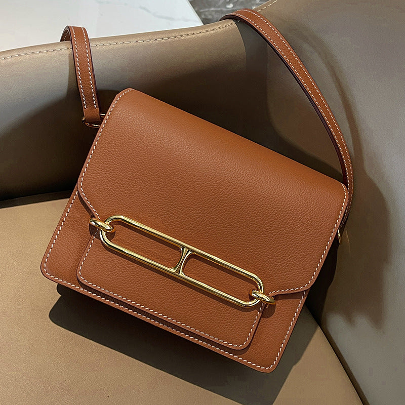 Women’s Genuine Leather Pig Nose Lock Buckle Crossbody Bag image 2