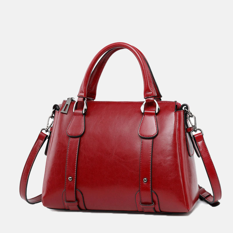 Women’s Genuine Leather Pillow Shape Zipper Closure Crossbody Shoulder Handbags image 7