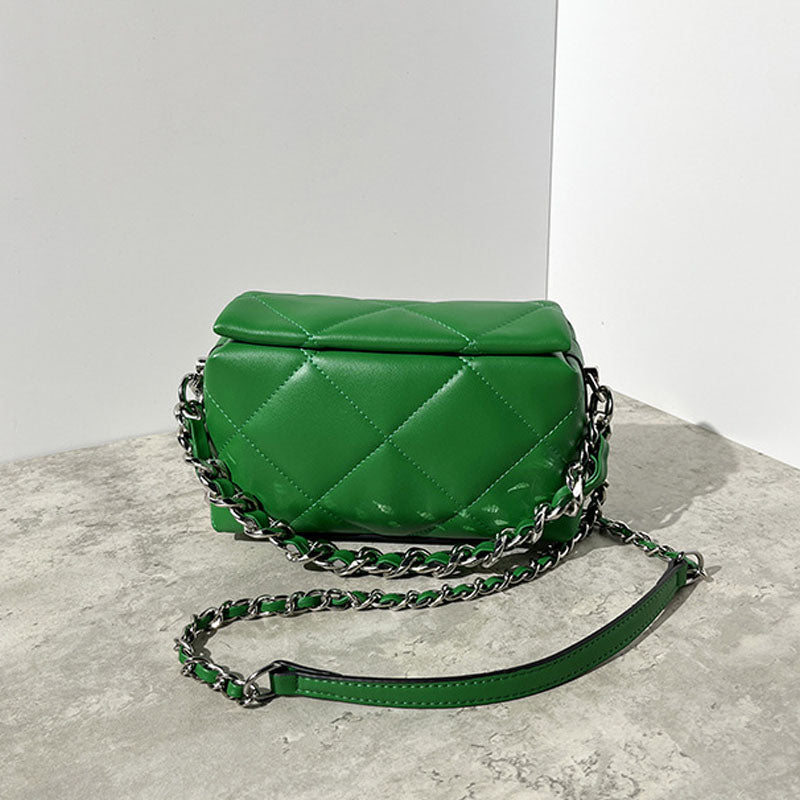Women’s Genuine Leather Quilted Chain Crossbody Shoulder Bags image