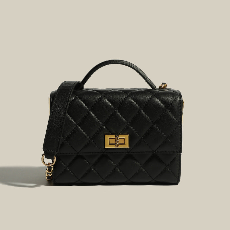 Women’s Genuine Leather Quilted Chain Crossbody Top Handle Bag image