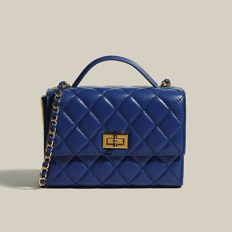 Women’s Genuine Leather Quilted Chain Crossbody Top Handle Bag image 4