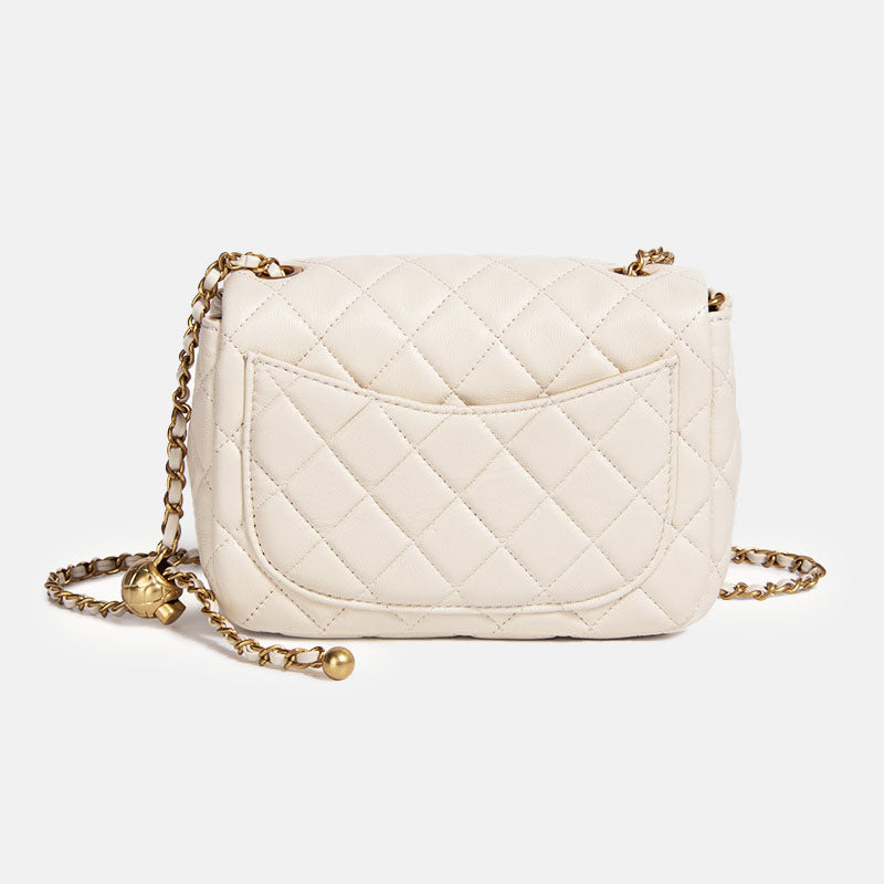 Women’s Genuine Leather Quilted Lock Crossbody Chain Bag image 5