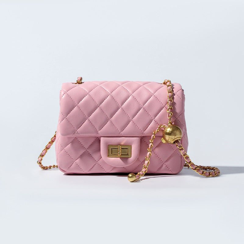 Women’s Genuine Leather Quilted Lock Crossbody Chain Bag image 7