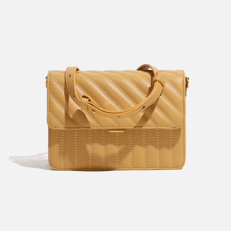 Women’s Genuine Leather Quilted Shoulder Crossbody Bag in Yellow image
