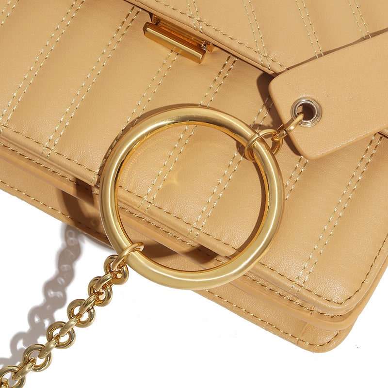 Women’s Genuine Leather Quilted Shoulder Crossbody Bag in Yellow image 4