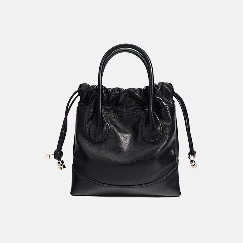 Women’s Genuine Leather Ruched Drawstring Hobo Bag image 6