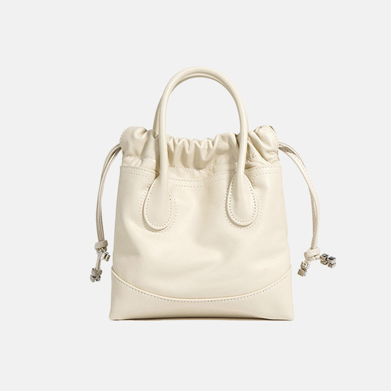 Women’s Genuine Leather Ruched Drawstring Hobo Bag image
