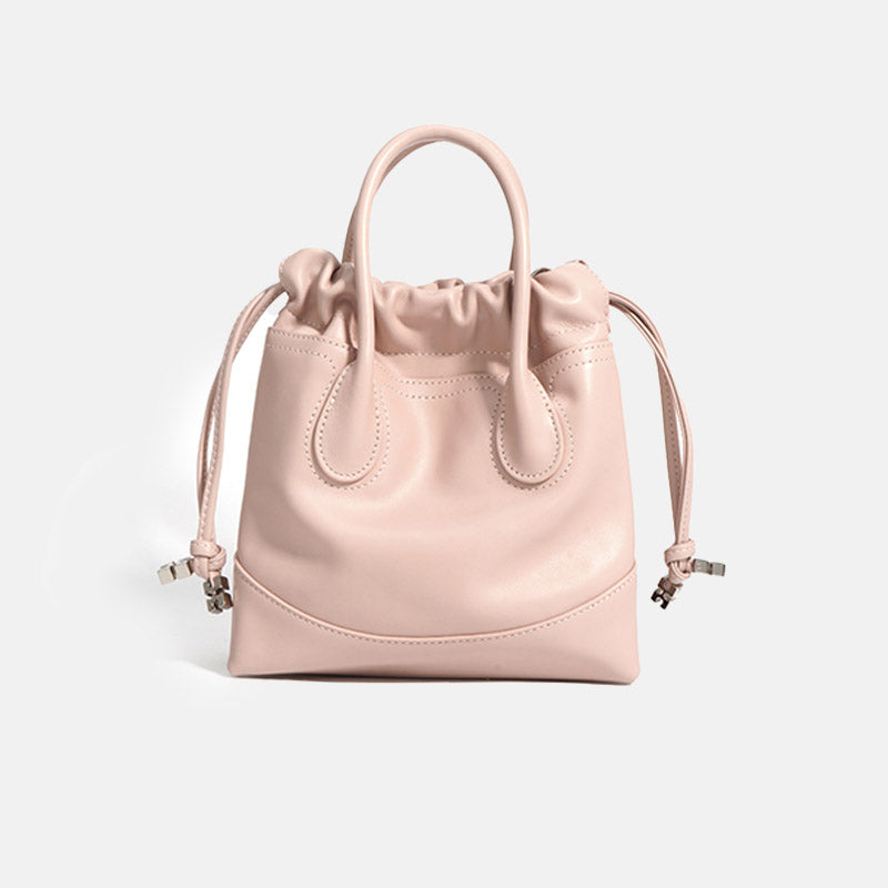 Women’s Genuine Leather Ruched Drawstring Hobo Bag image 4