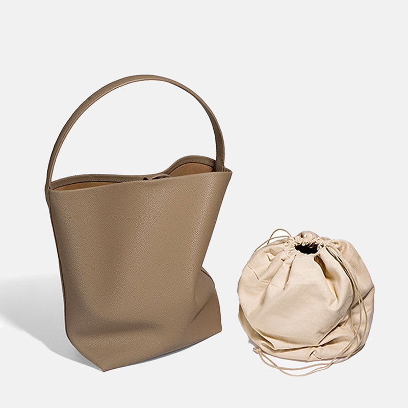 Women’s Genuine Leather Shoulder Bucket Bag With Minimalist image 2