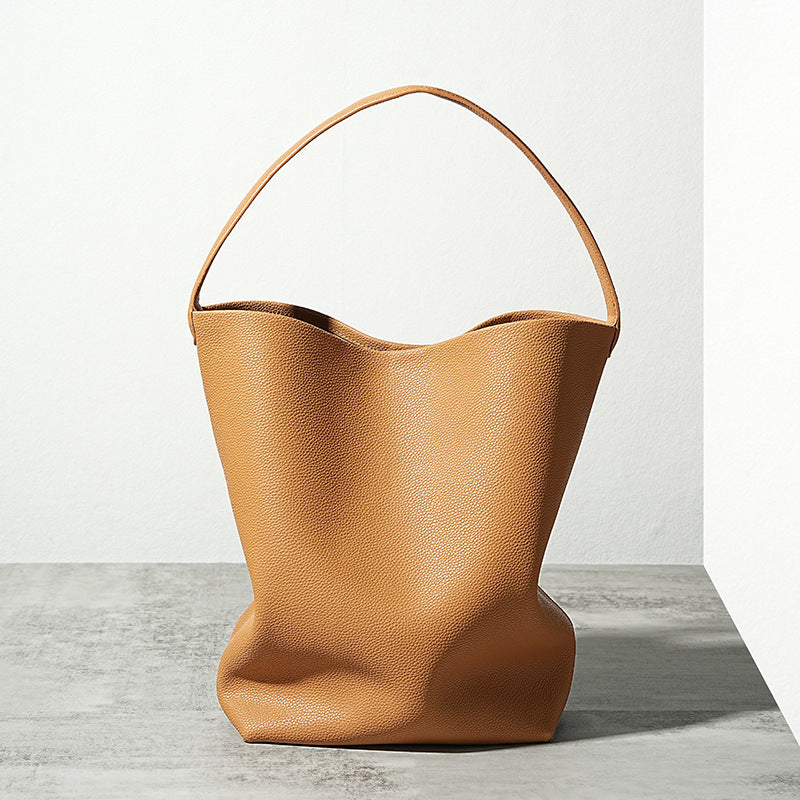 Women’s Genuine Leather Shoulder Bucket Bag With Minimalist image 4