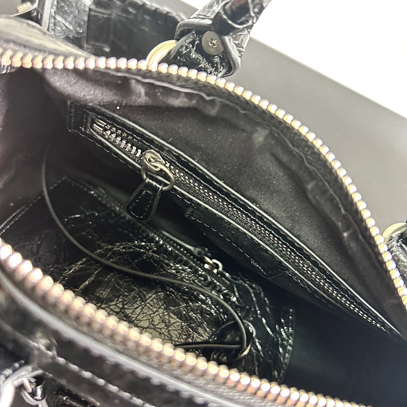 Women’s Genuine Leather Studded Zipper Top Handle Bag image 2