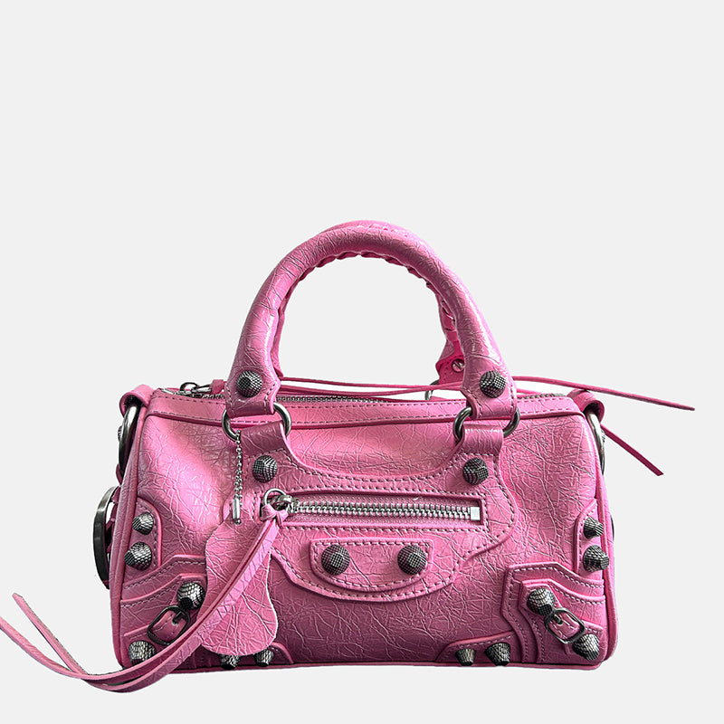 Women’s Genuine Leather Studded Zipper Top Handle Bag image 5