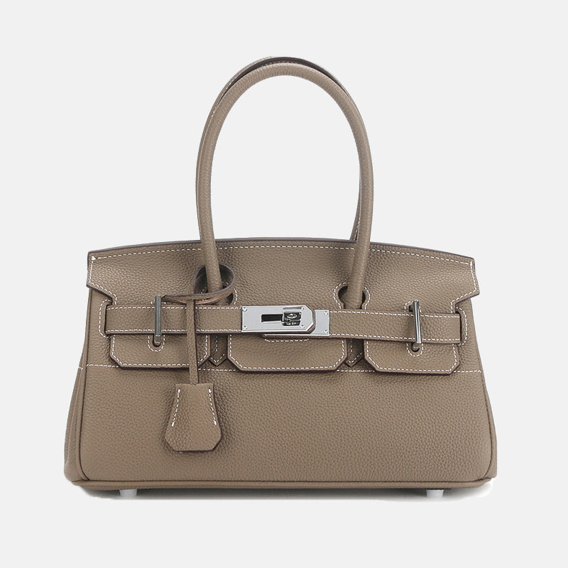 Women’s Genuine Leather Top Handle Bag with Lock Closure image