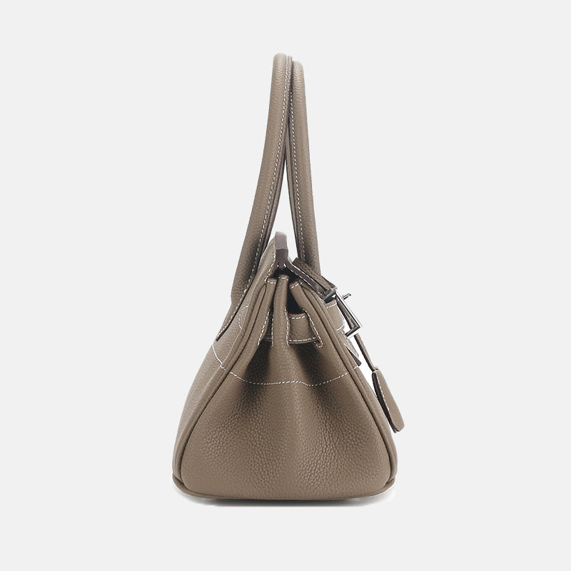 Women’s Genuine Leather Top Handle Bag with Lock Closure image 3