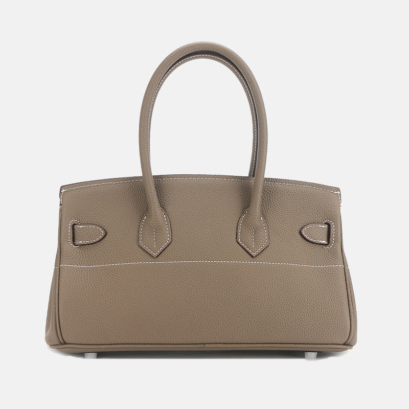 Women’s Genuine Leather Top Handle Bag with Lock Closure image 4