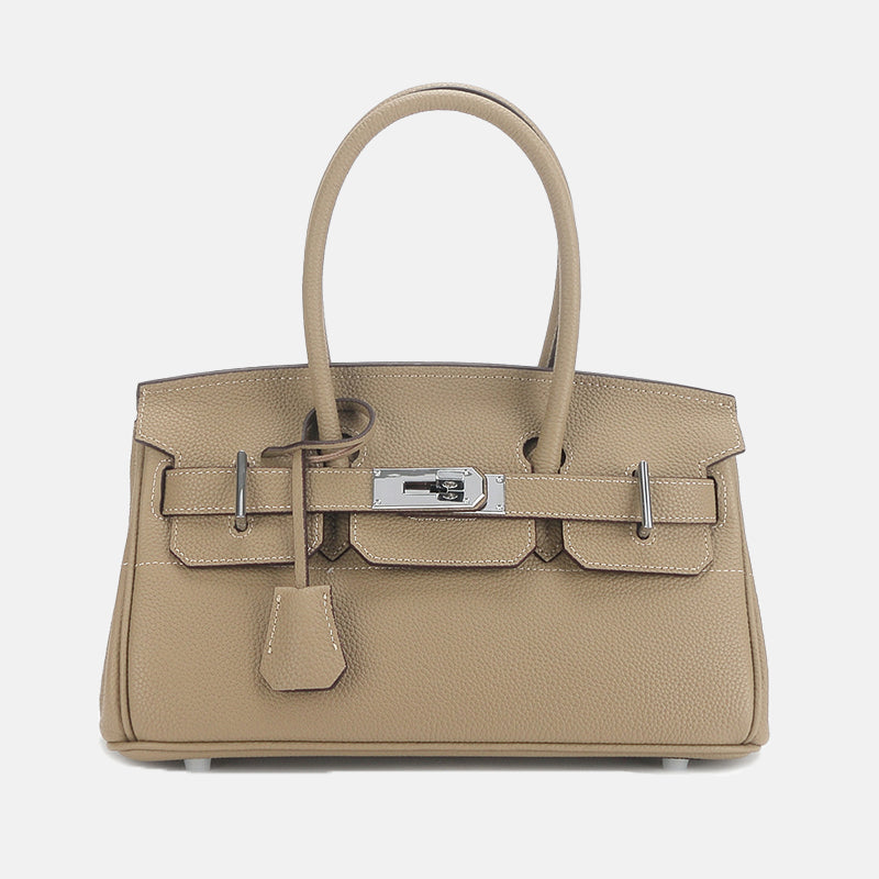 Women’s Genuine Leather Top Handle Bag with Lock Closure image 7
