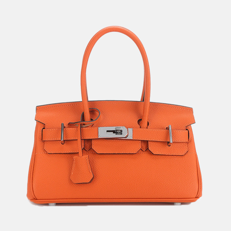Women’s Genuine Leather Top Handle Bag with Lock Closure image 8