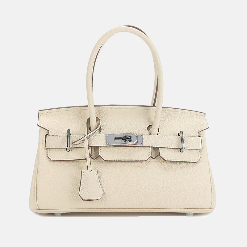 Women’s Genuine Leather Top Handle Bag with Lock Closure image 9
