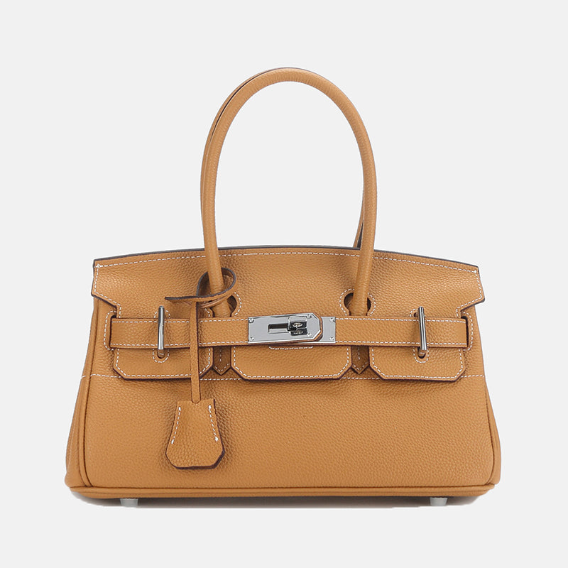 Women’s Genuine Leather Top Handle Bag with Lock Closure image 11