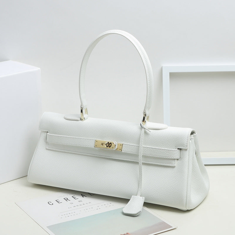 Women’s Genuine Leather Top Handle Baguette Purse image 9