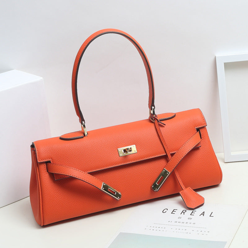 Women’s Genuine Leather Top Handle Baguette Purse image 4