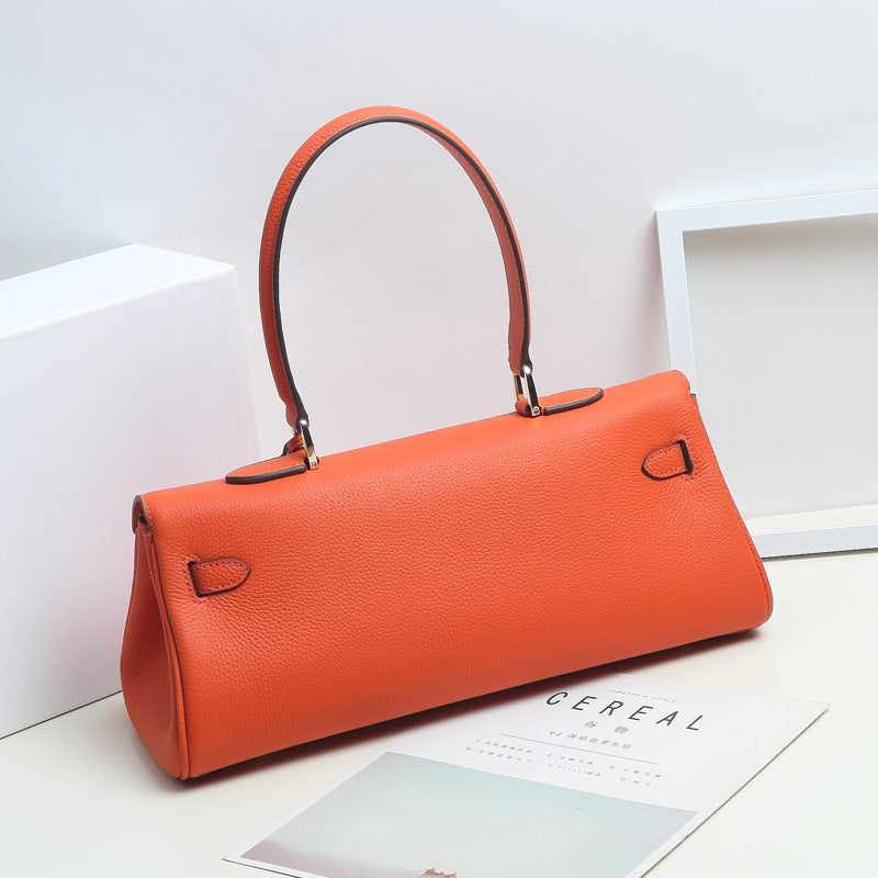 Women’s Genuine Leather Top Handle Baguette Purse image 5