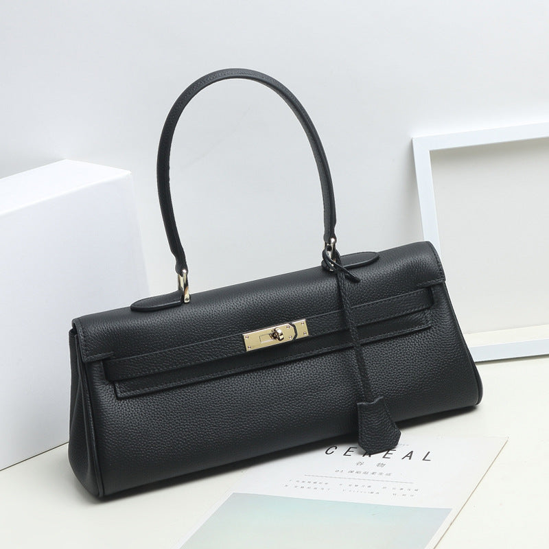 Women’s Genuine Leather Top Handle Baguette Purse image 7