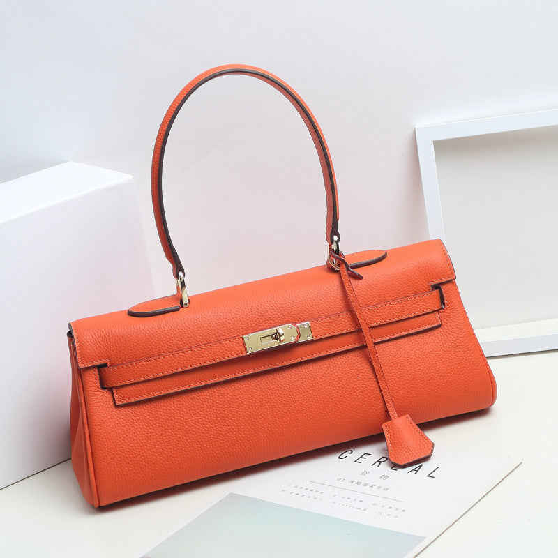 Women’s Genuine Leather Top Handle Baguette Purse image 2