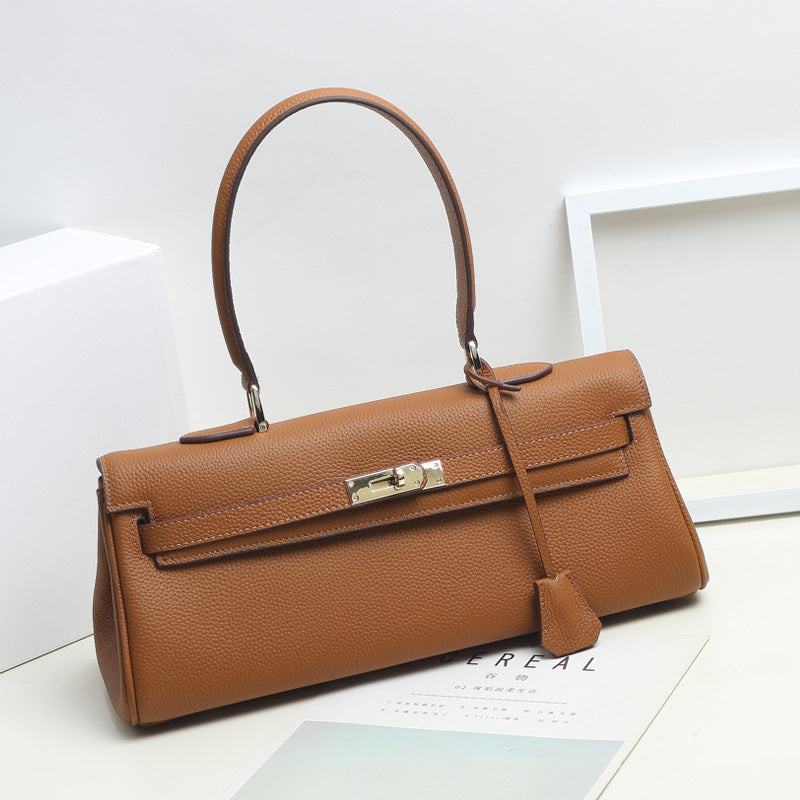 Women’s Genuine Leather Top Handle Baguette Purse image 6