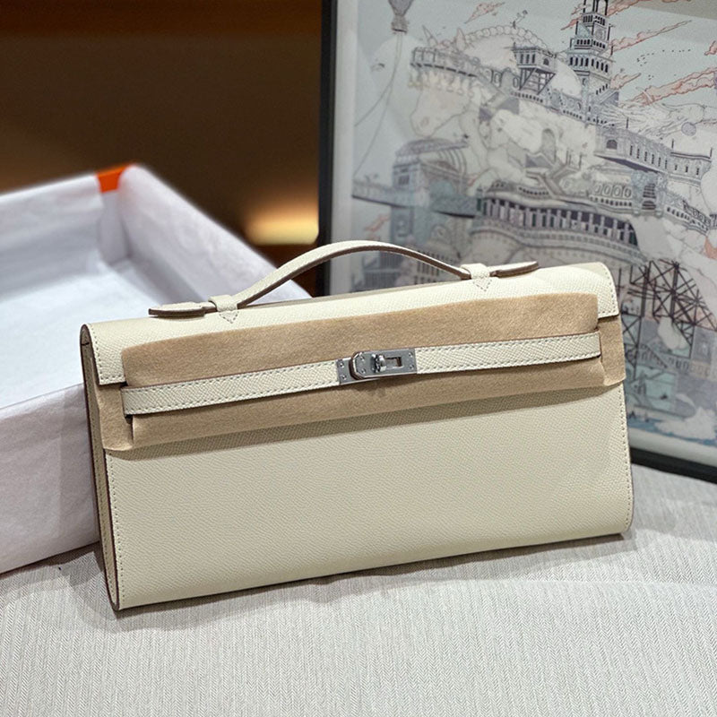 Women’s Genuine Leather Top Handle Lock Closure Clutch Bag image