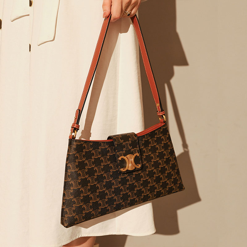 Women’s Genuine Leather Trapezoid Magnetic Closure Baguette Bag image 8