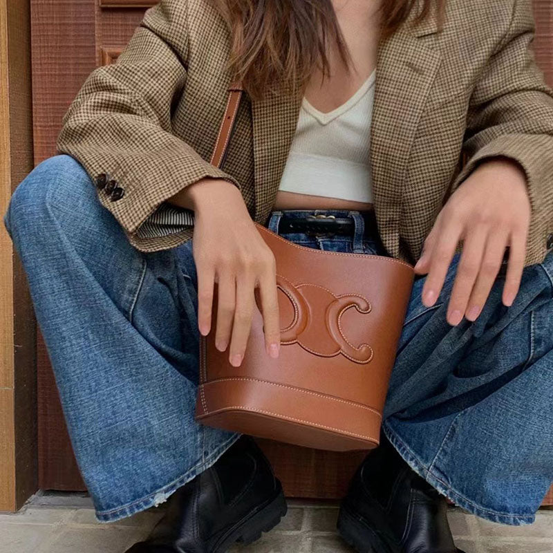 Women’s Genuine Leather Triumph Arch Crossbody Bucket Bag image 2