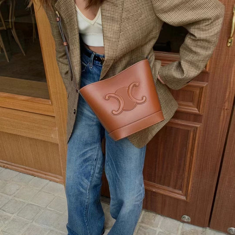 Women’s Genuine Leather Triumph Arch Crossbody Bucket Bag image 4