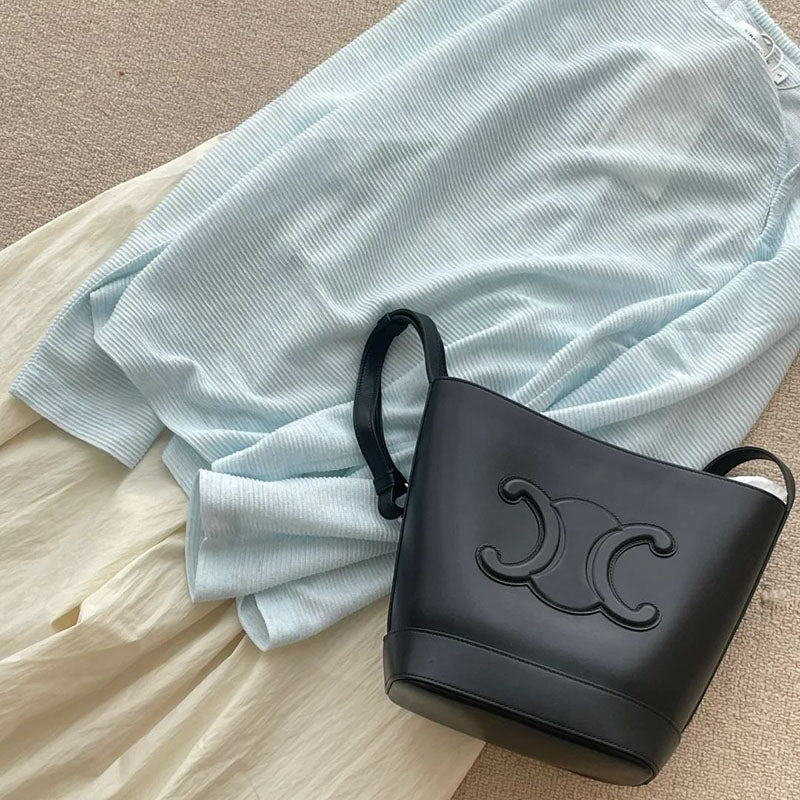 Women’s Genuine Leather Triumph Arch Crossbody Bucket Bag image 5