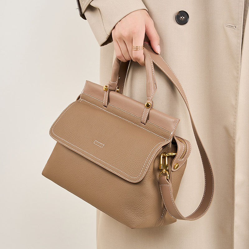Women’s Genuine Leather Vintage Flap Crossbody Shoulder Handbags image 2