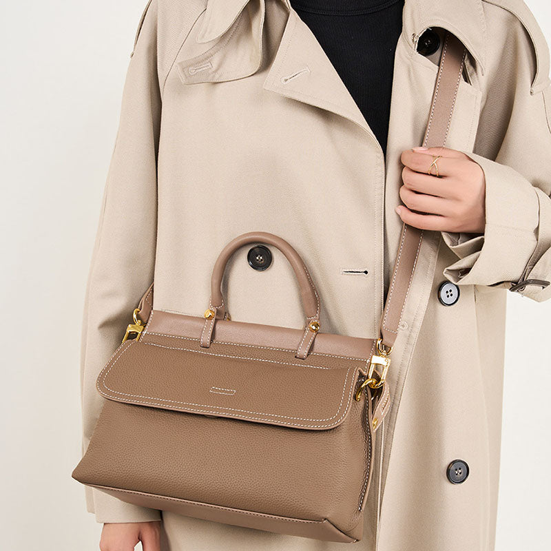Women’s Genuine Leather Vintage Flap Crossbody Shoulder Handbags image 3