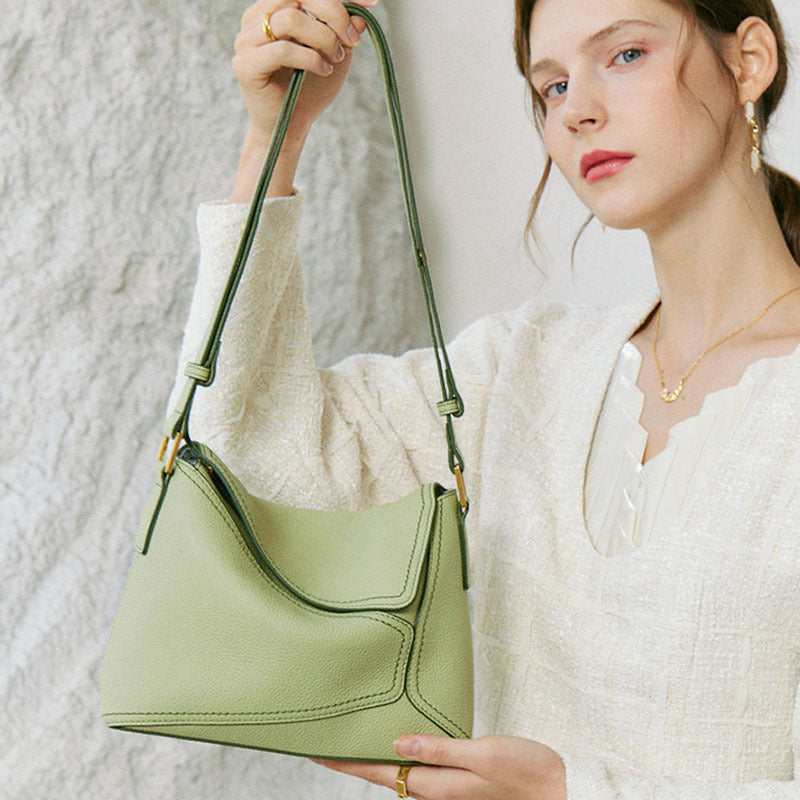 Women’s Genuine Leather Vintage Patchwork Crossbody Hobo Bag image 8