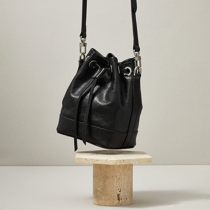 Women’s Genuine Leather Vintage Shoulder Bucket Bag image 4