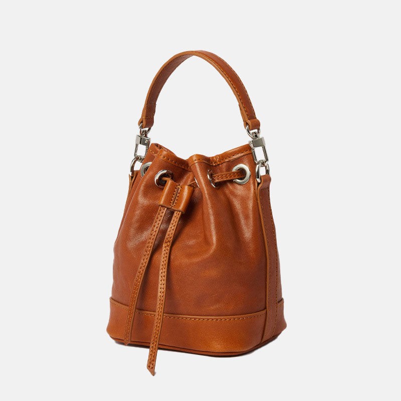 Women’s Genuine Leather Vintage Shoulder Bucket Bag image 6