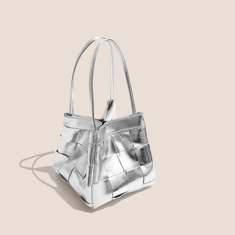 Women’s Genuine Leather Woven Crossbody Bucket Bags image 2