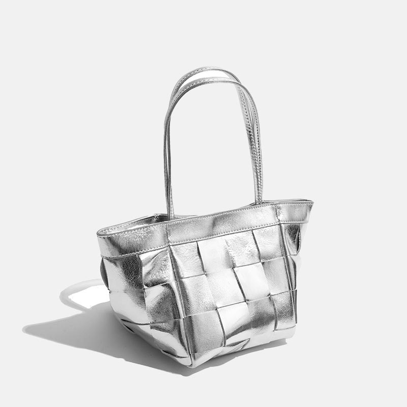 Women’s Genuine Leather Woven Crossbody Bucket Bags image