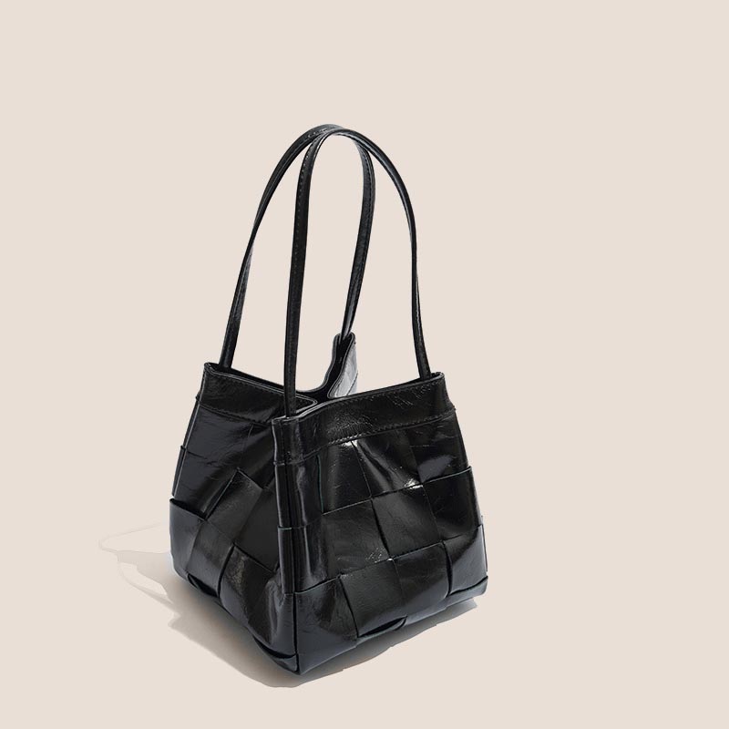 Women’s Genuine Leather Woven Crossbody Bucket Bags image 4