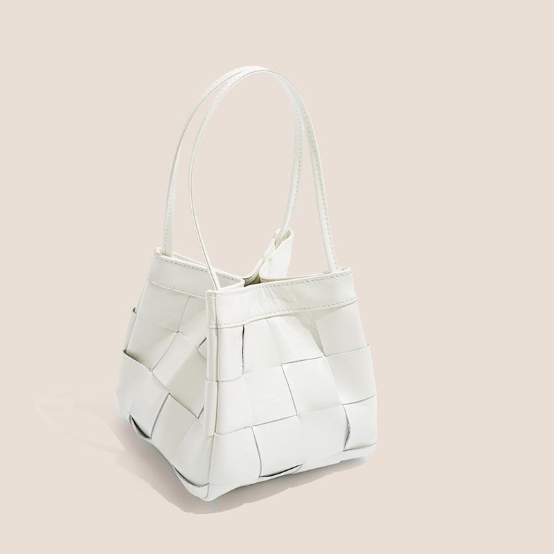 Women’s Genuine Leather Woven Crossbody Bucket Bags image 5