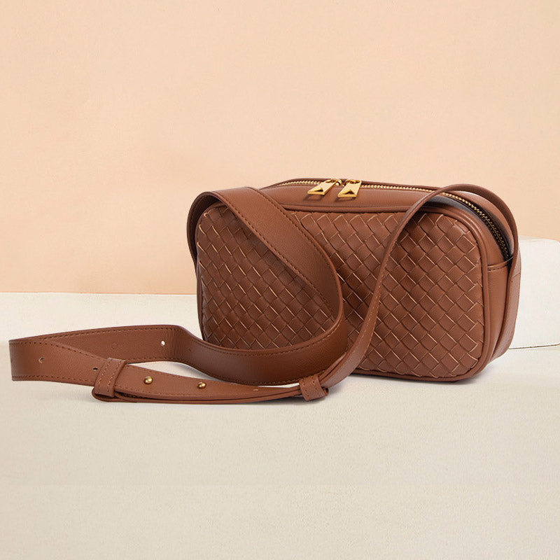 Women’s Genuine Leather Woven Pillow-Shaped Crossbody Bag image 7
