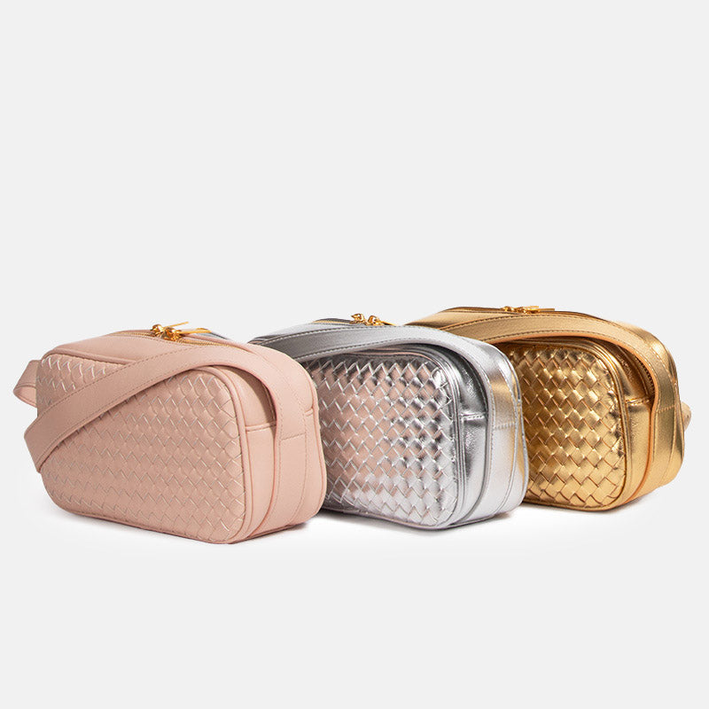 Women’s Genuine Leather Woven Pillow-Shaped Crossbody Bag image 9