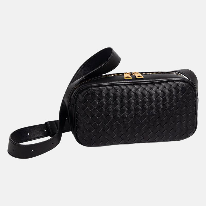 Women’s Genuine Leather Woven Pillow-Shaped Crossbody Bag image 2