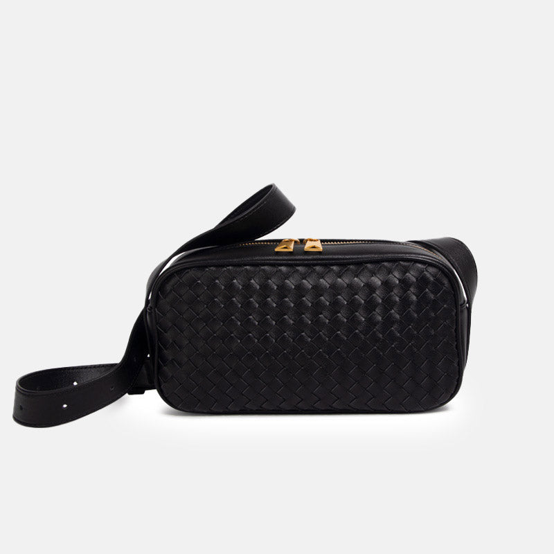 Women’s Genuine Leather Woven Pillow-Shaped Crossbody Bag image