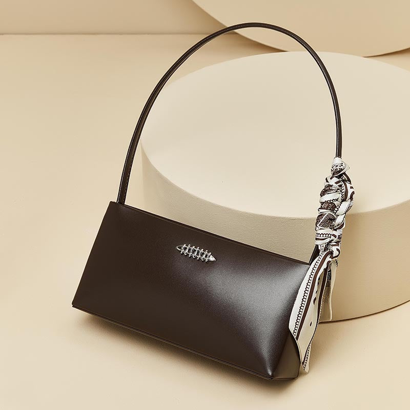 Women’s Genuine Leather Zipper Closure Crossbody Baguette Bags In Minimalist image 2