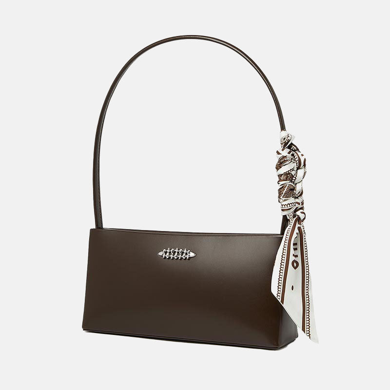 Women’s Genuine Leather Zipper Closure Crossbody Baguette Bags In Minimalist image