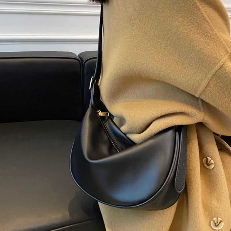 Women’s Genuine Leather Zipper Crossbody Baguette Bag image 2